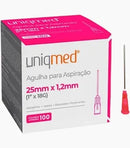 Agulhas para Aspiracao 25mmx 1,2mm (1 X 18G) Cx com 100 unidades Uniqmed